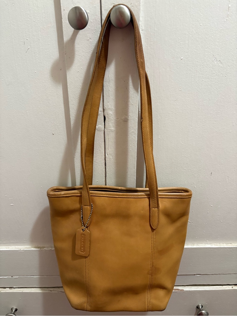 Vintage Coach 9077 Light Tan Leather Lunch Tote